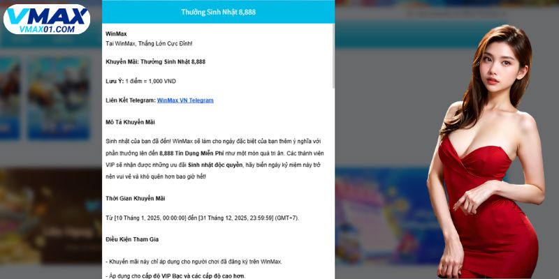Ưu đãi mừng sinh nhạt thành viên tại Vmax